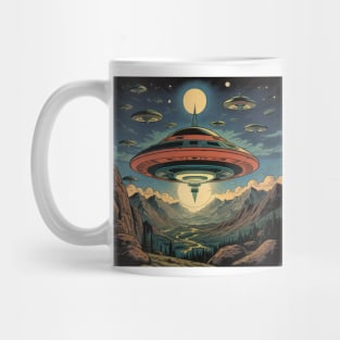 Flying Saucers Over The Mountains Mug